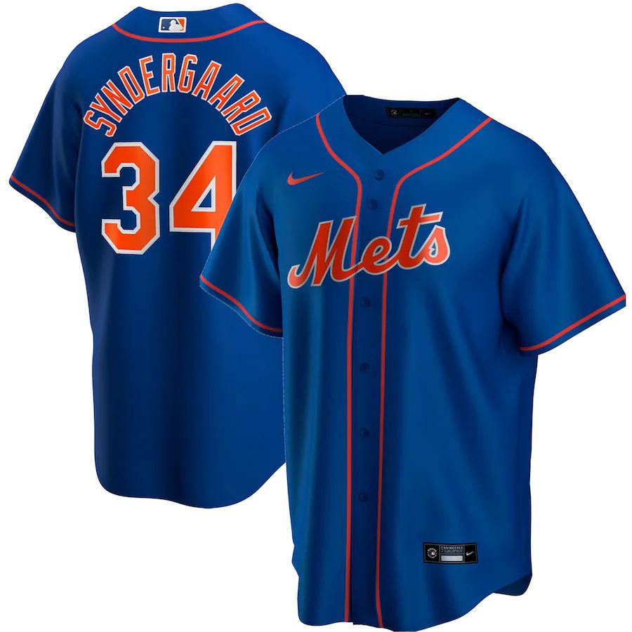 Mens New York Mets #34 Noah Syndergaard Nike Royal Alternate Replica Player Name MLB Jerseys->new york mets->MLB Jersey
